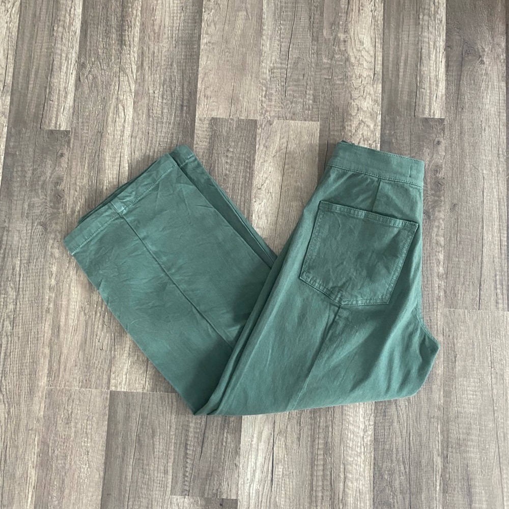 Madewell Emmett wide leg cropped green pants